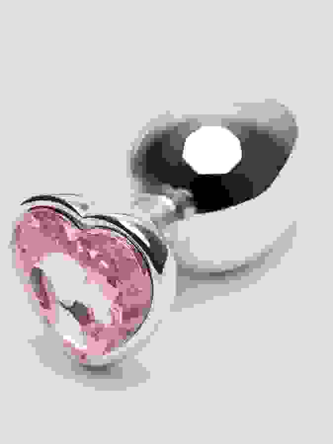 Lovehoney Jeweled Heart Metal Large Butt Plug 3.5 Inch, Silver, hi-res